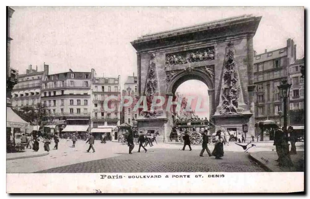 Paris - Boulevard e Porta Saint-Denis — editor não identificado, número de série não visível - Frente