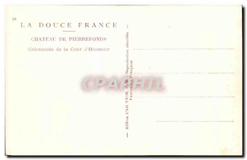 Schloss Pierrefonds — Säulenportal der Cour d'Honneur — Édition YVON, Paris - Rückseite