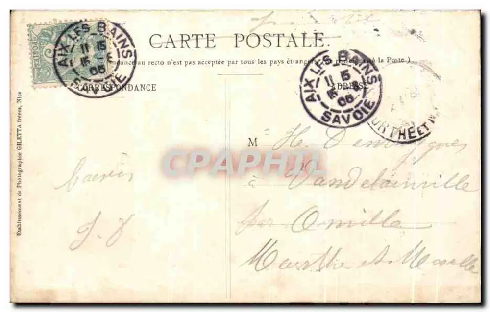 Ufer des Sees Bourget - Aix-les-Bains — Giletta-Ausgabe, Foto., Nice, Nr. 2230 - Rückseite