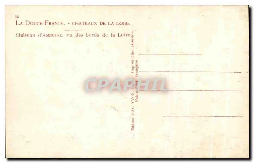 Schloss Ammoisé — Blick auf die Ufer der Loire — Édition Y.V. Vog - Rückseite