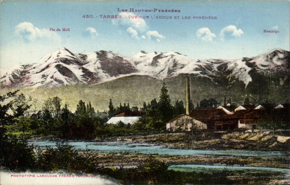 Ansicht des Adour und der Pyrenäen — Tarbes — Phototypie Labouche Frères, Toulouse - Vorderseite