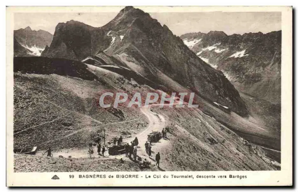 Bagnères-de-Bigorre — Le Col du Tourmalet, Abstieg nach Barèges — CPDS Photomechaniques, Nr. 99 - Vorderseite