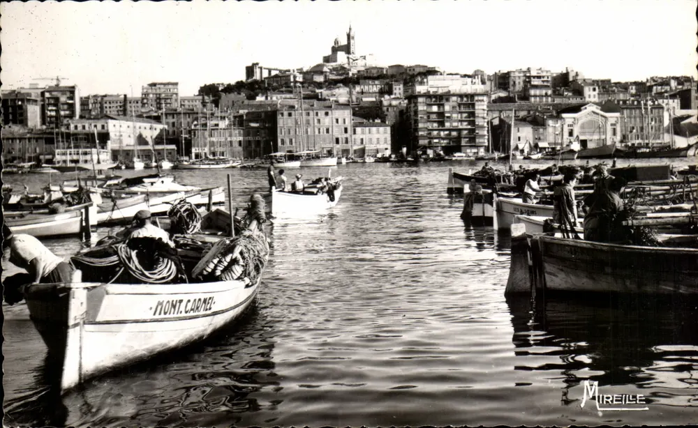 Der alte Hafen von Marseille — Ansicht der N.D. de la Garde — Mireille, Verlag n°8 - Vorderseite