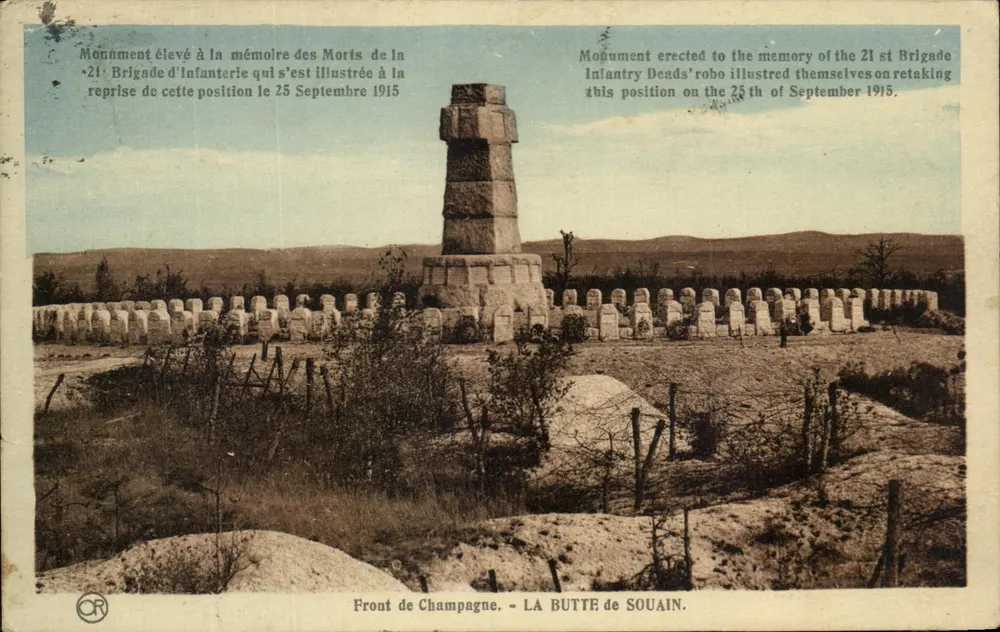 La Butte de Souain — Gedenkstein für die Toten der 21. Infanteriebrigade — Front de Champagne - Vorderseite