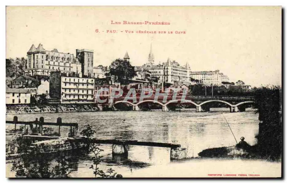 Pau — Allgemeiner Blick über den Gave — Phototype Lascoux Frères, Toulouse - Vorderseite