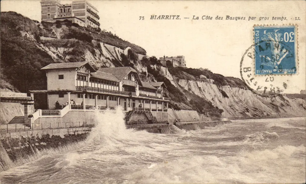 Biarritz — La Côte des Basques par gros temps — LL, n°75 - Frente