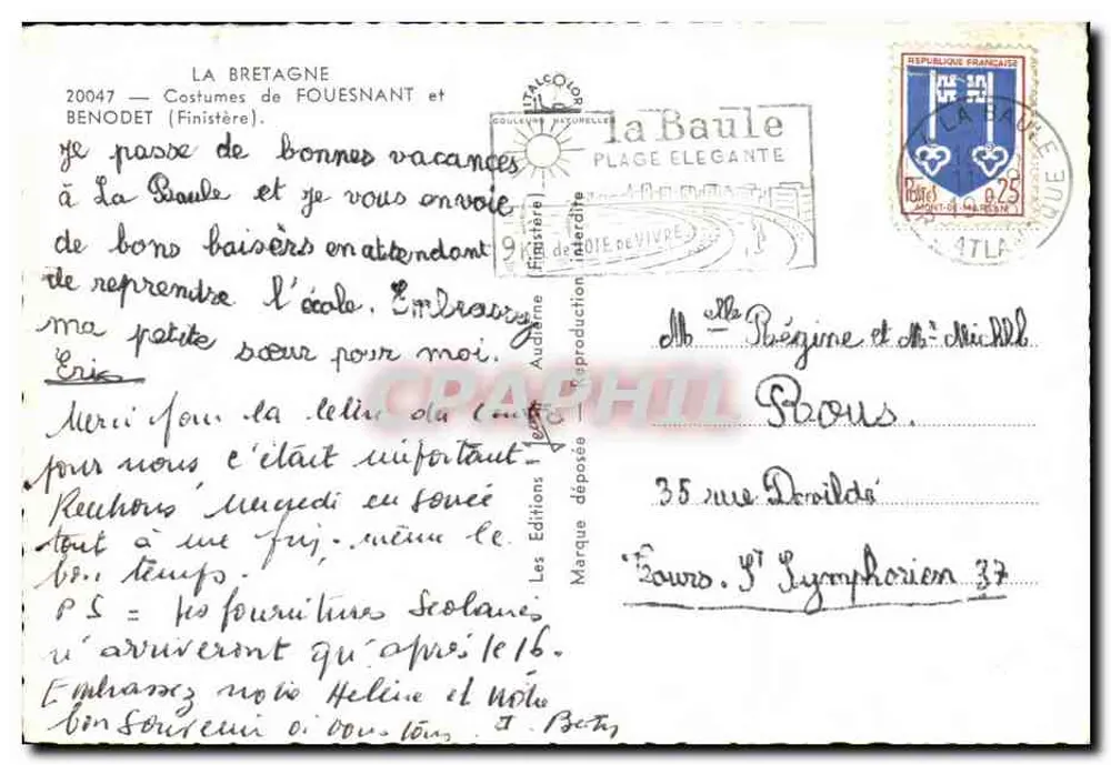 Zwei Kinder in bretonischen Kostümen — Fouesnant und Benodet (Finistère) — Éditions Jean - Rückseite