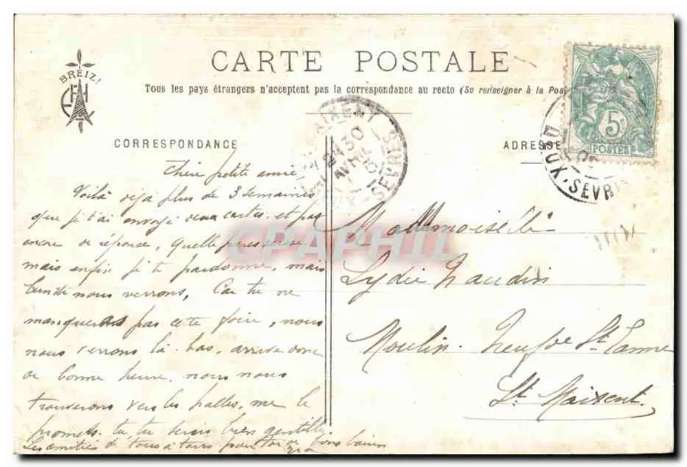 Um homem idoso e uma criança com um violino — As Canções de Botrel, ilustradas por E. H. — n° 315 — A Berceuse (4) - Verso