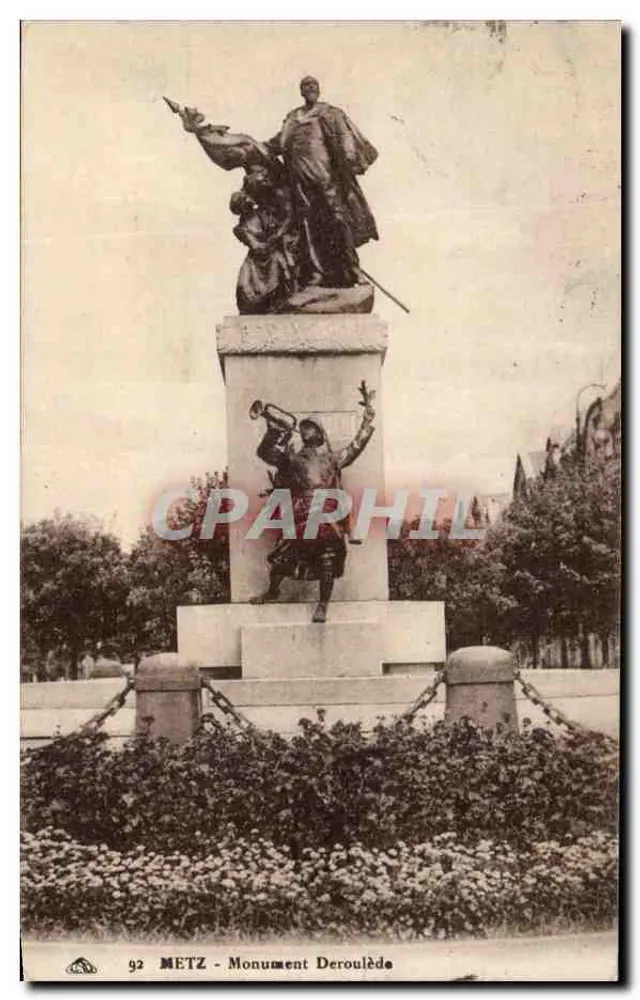 METZ - Monument Deroulède — estátua equestre em pedestal com figura alegórica — editor desconhecido, n° 92 - Frente