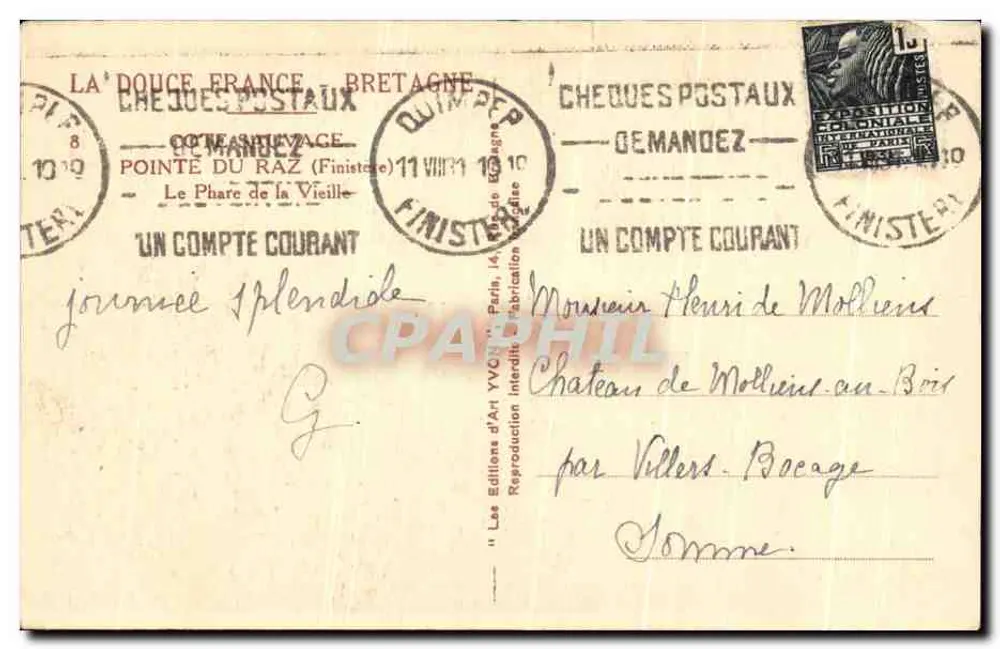 Pointe du Raz — O Farol da Velha — Les Éditions d'Art YVCN, Paris - Verso
