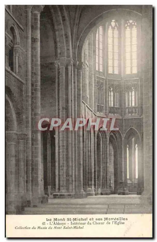 Mont St-Michel und seine Wunder — Innenansicht des Kirchenschiffs — Sammlung des Museums Mont-Saint-Michel, n°41 - Vorderseite