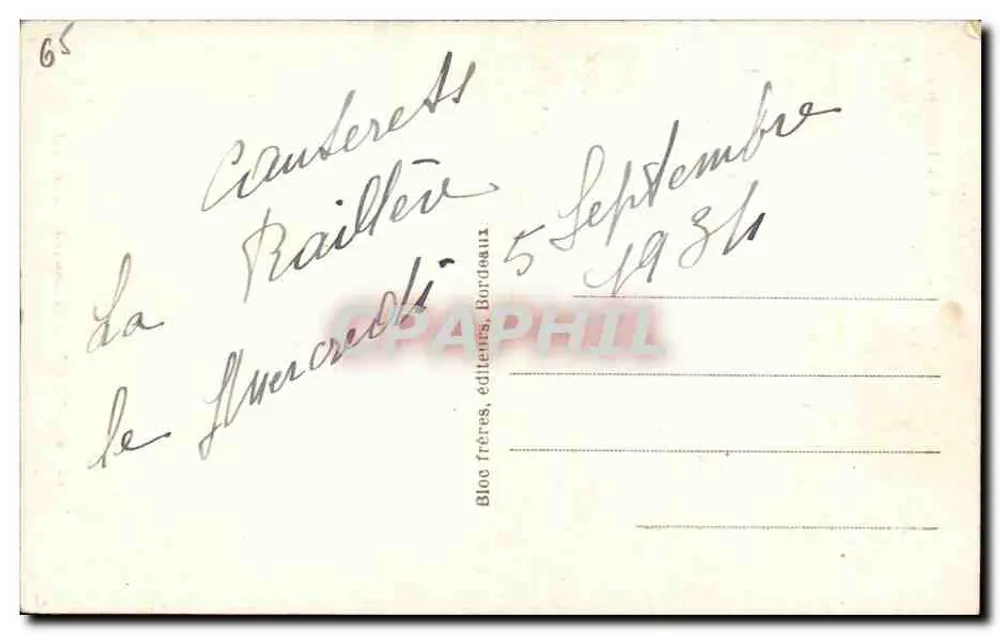 Cauterets — A Cascata de Lutour — Os Pirineus — Bloch frères, Bordeaux, n°88 - Verso