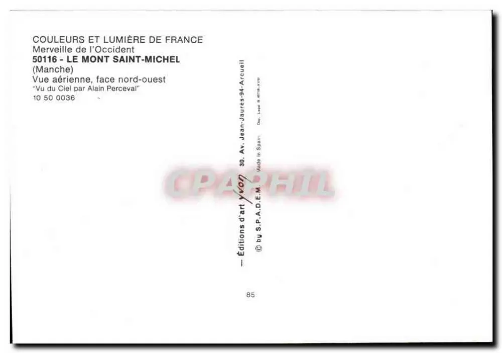 Mont Saint-Michel — Luftbild aus nordwestlicher Richtung — Éditions d'art Yvon - Rückseite