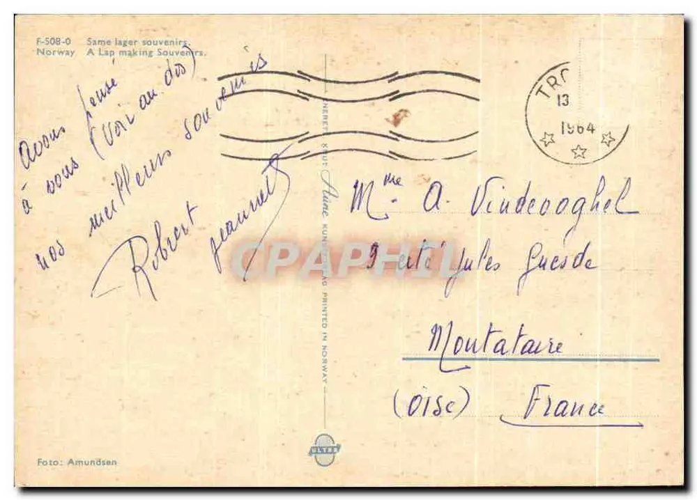 Homem lapão - Noruega - Editor Amundsen, n° F-508-0 - Verso
