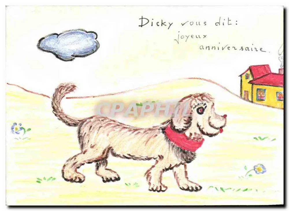 Cachorro Dicky — cartão de aniversário — editor não visível - Frente