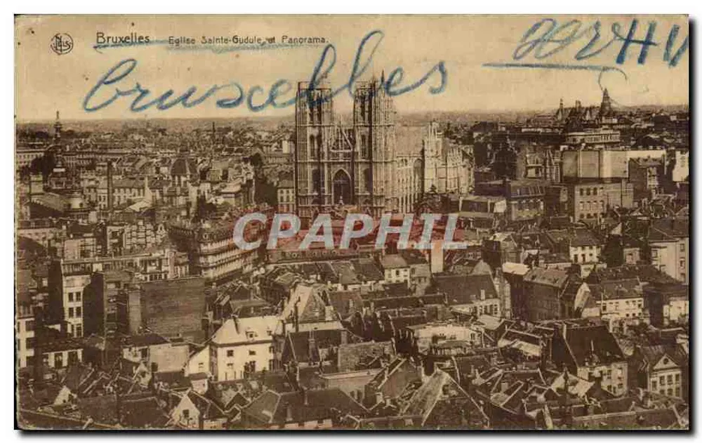 Brüssel - Kirche Sainte-Gudule und Panorama — Verlag N. S. (N. S. / N. S. / N. S.) - Vorderseite