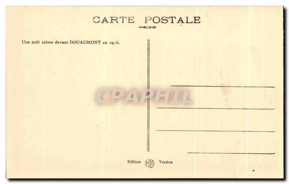 Douaumont — Eine ruhige Nacht vor Douaumont 1916 — Edition Verdum - Rückseite