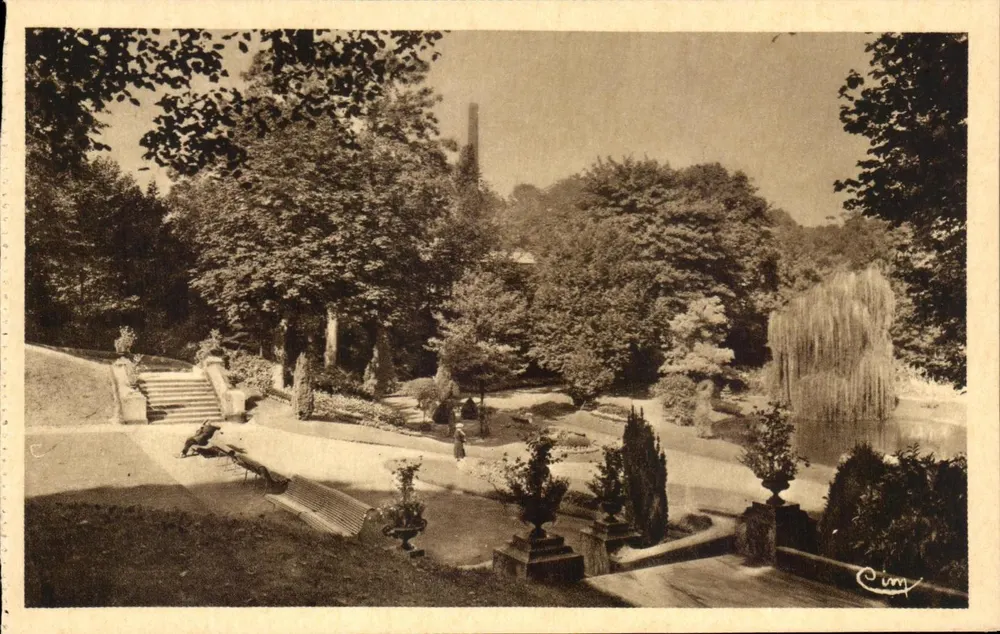 Le Cateau (Nord) — Garten Fénélon — Seitenansicht (gezeichnet von Le Nôtre um 1690) — Héliogravure Gondier Machon - Vorderseite