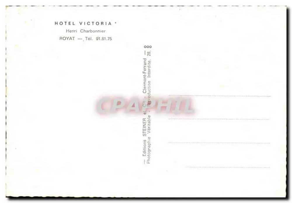 Hotel Victoria — Royat — Verlag: Editions Steiner - Rückseite