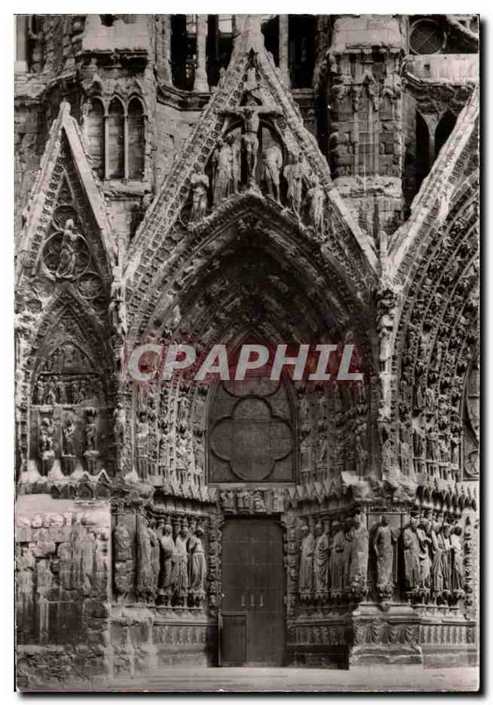 Reims (Marne) — Catedral Notre-Dame, fachada ocidental, portal norte — Sérv. Commercial Monuments Historiques, Paris - Frente