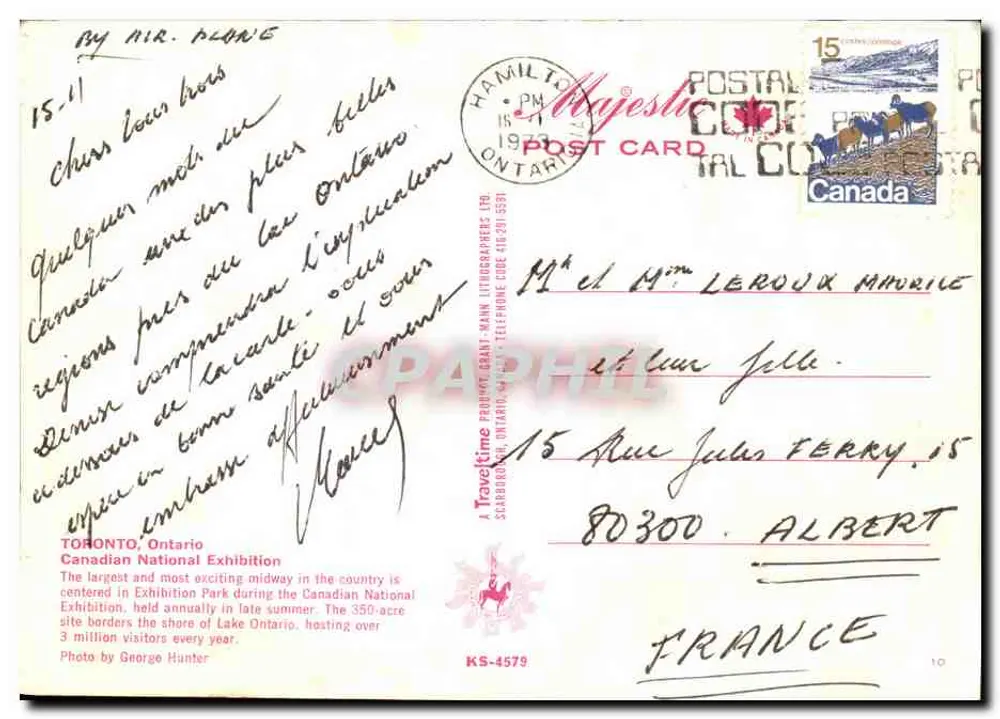 Canadian National Exhibition — Toronto, Ontario — Majestic Postal Card Ltd. - Rückseite