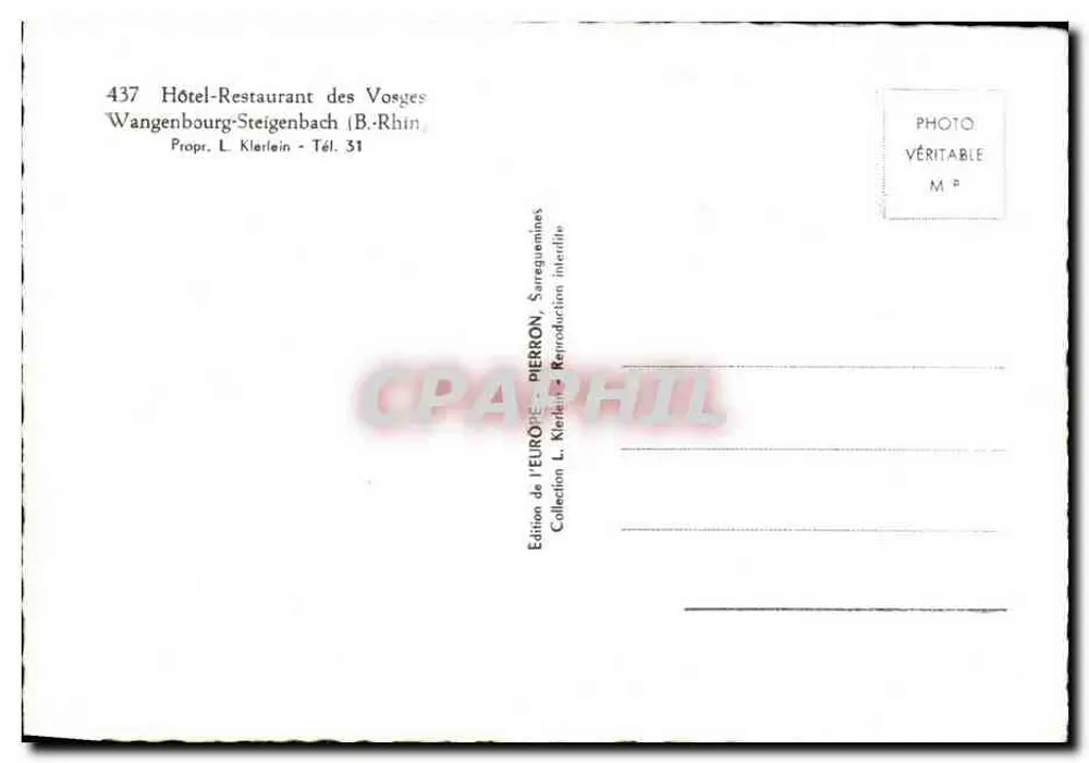 Roter Fuchs — auf einem Baumstamm ruhend — Edition de l'Europe Pierron, Sarreguemines - Rückseite
