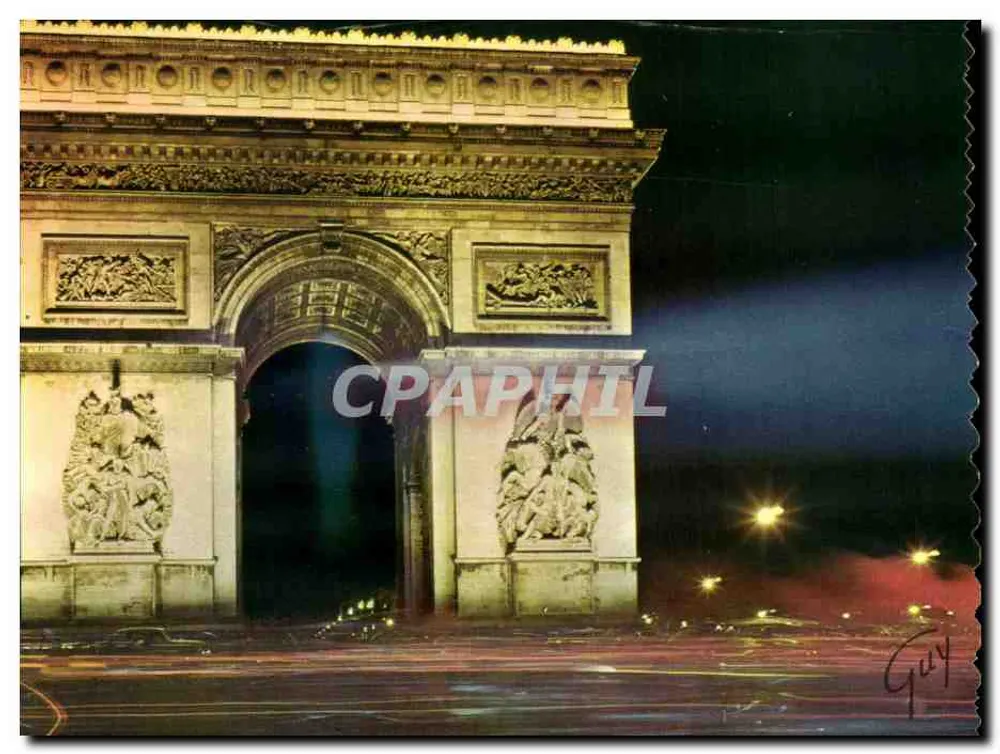 Paris — Arc de Triomphe illuminé — Éditeur André LECOMTE, n° 5052 - Frente
