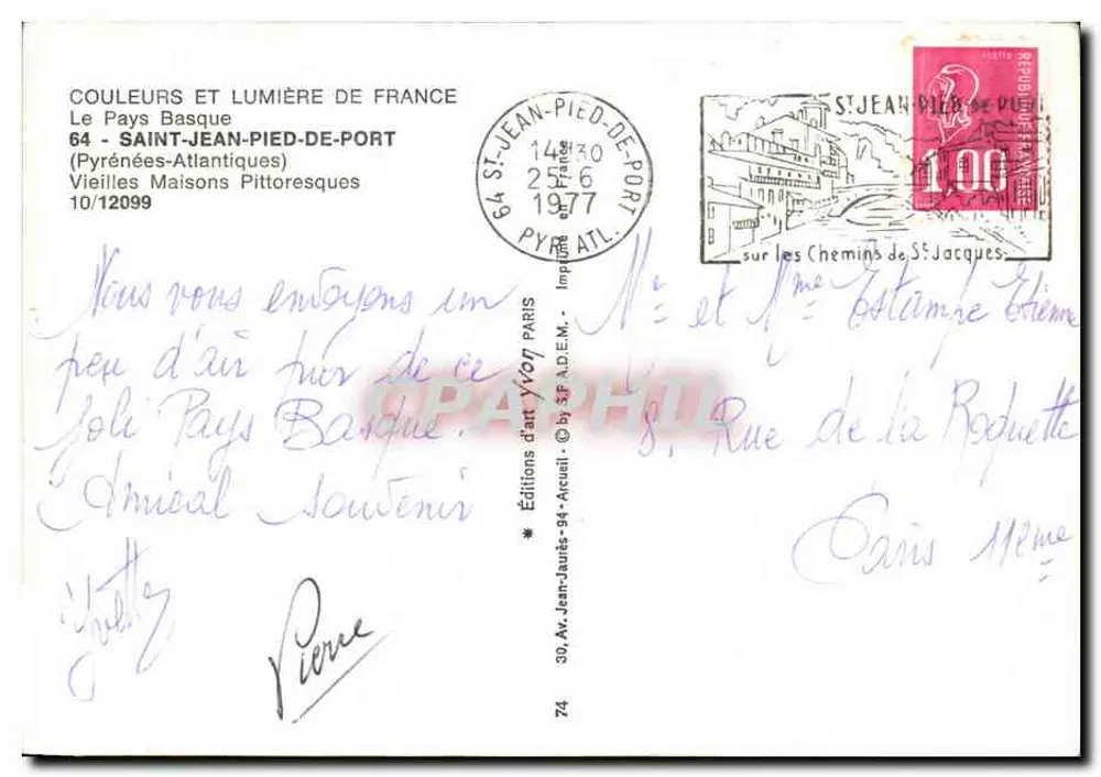 Saint-Jean-Pied-de-Port — Ansicht des Kanals und der Brücke — Éditions d'art Yvon - Rückseite