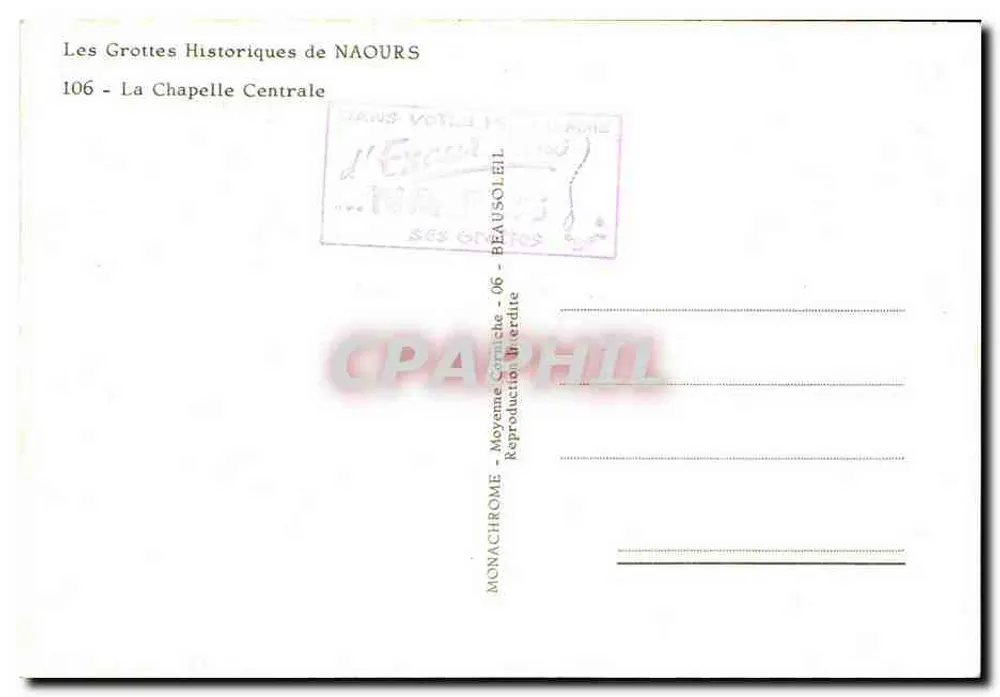 Die historischen Höhlen von NAOURS — 106 - Die zentrale Kapelle — MONOCHROME - Rückseite