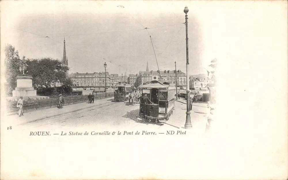 Rouen — Ansicht der Statue Corneille & der Pierre-Brücke — ND Phot - Vorderseite