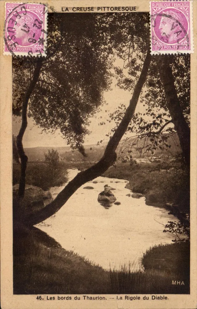 Die pittoreske Creuse — Ufer des Thaurion — La Rigole du Diable. Verlag MHA, Nr. 46. - Vorderseite