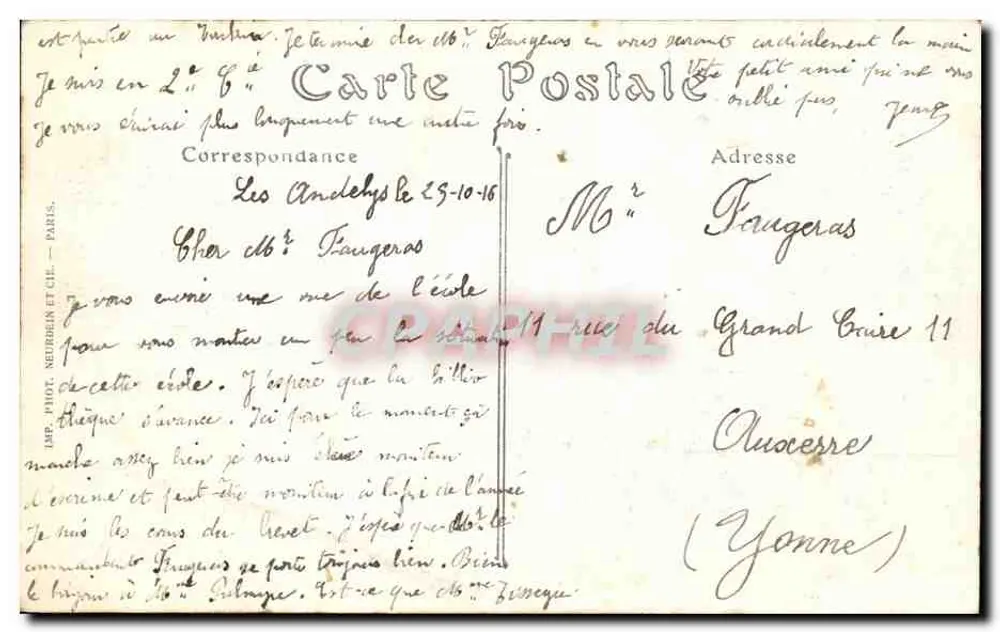 Les Andelys — Vorbereitende Militärakademie für Infanterie — ND. Phot. - Rückseite