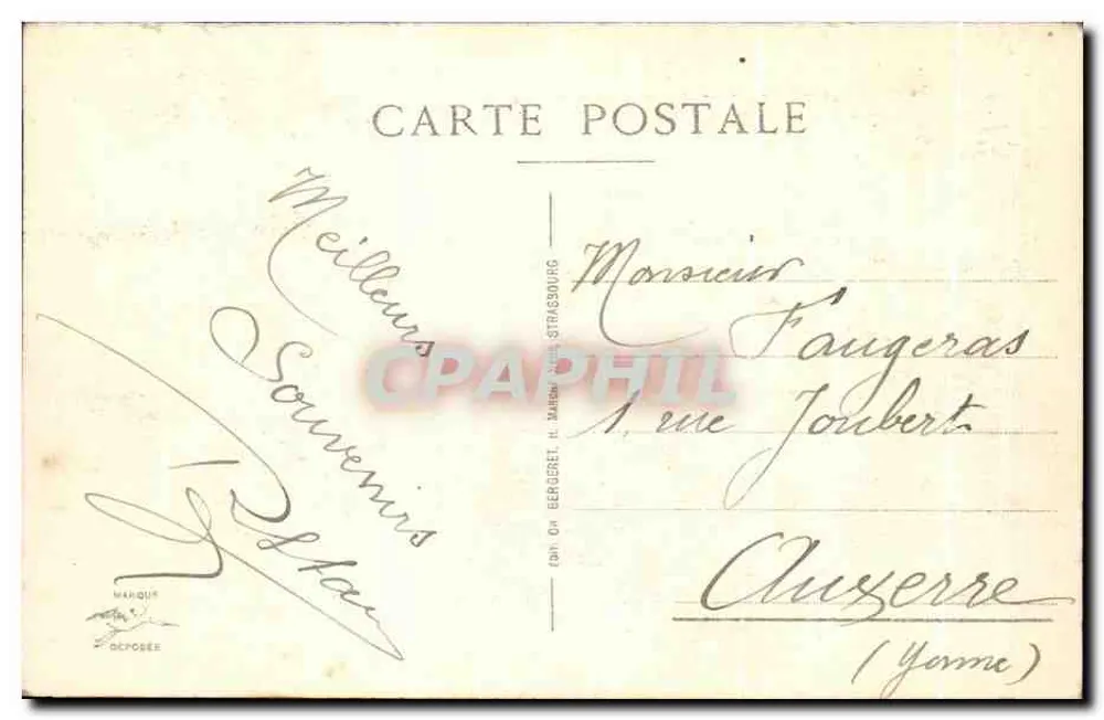 Arredores de SAVERNE - Torre do Brotschberg — editor H. MARON, Strasbourg, n°44 - Verso