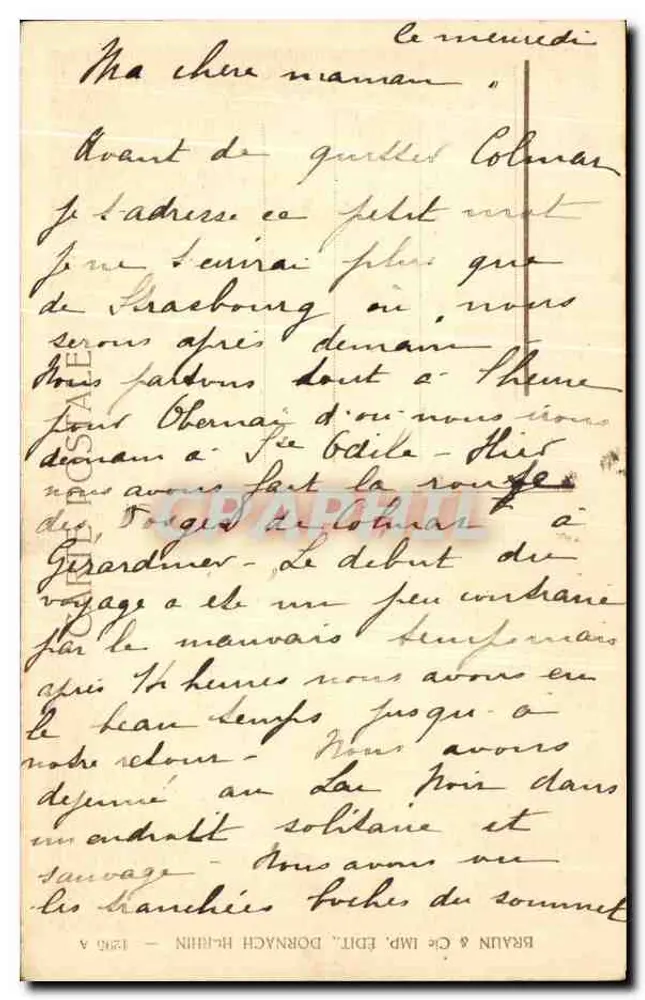 Colmar — Oriel des Polizeikommissariats — Verleger Braun & Cie, gedruckt in Colmar - Rückseite