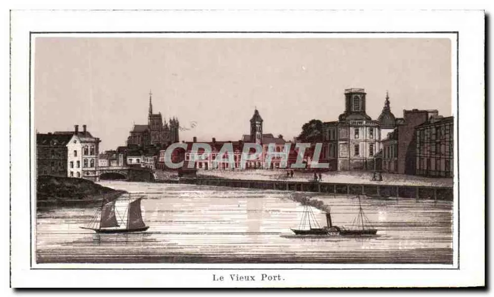 De Oude Haven — uitzicht op de haven met boten — zonder uitgever of nummer zichtbaar - Voorkant