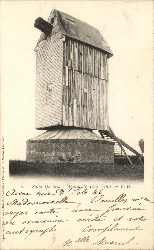 Saint-Quentin - Moinho de Todos os Ventos — P.D. — Impressão obtida com Jumelle Belieni e Placa da Maison Lumière - Frente