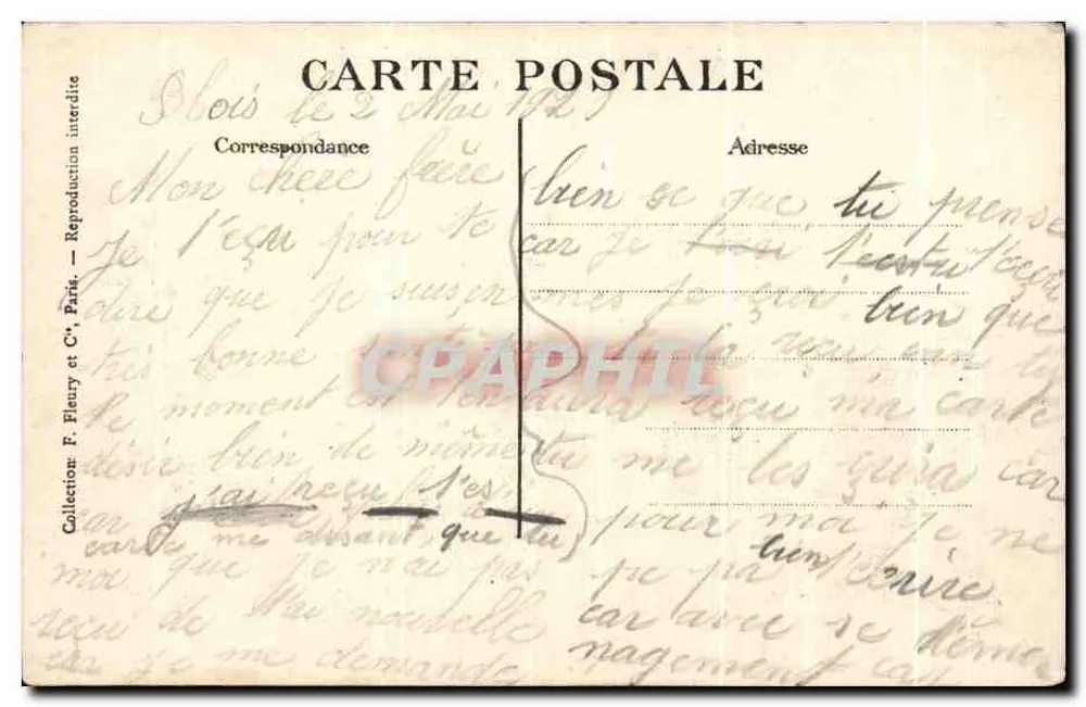 Paris — O Trocadéro — A Cascata — Editora F. Fleury et Cie, n°34 - Verso