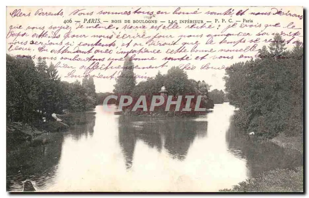 Paris — Bois de Boulogne — Unterer See — P.P.C. Paris - Vorderseite