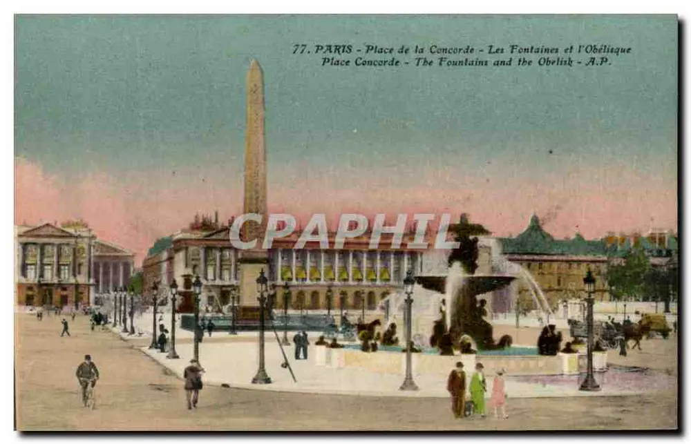 Paris - Place de la Concorde - Les Fontaines et l'Obélisque - A.P. - Recto