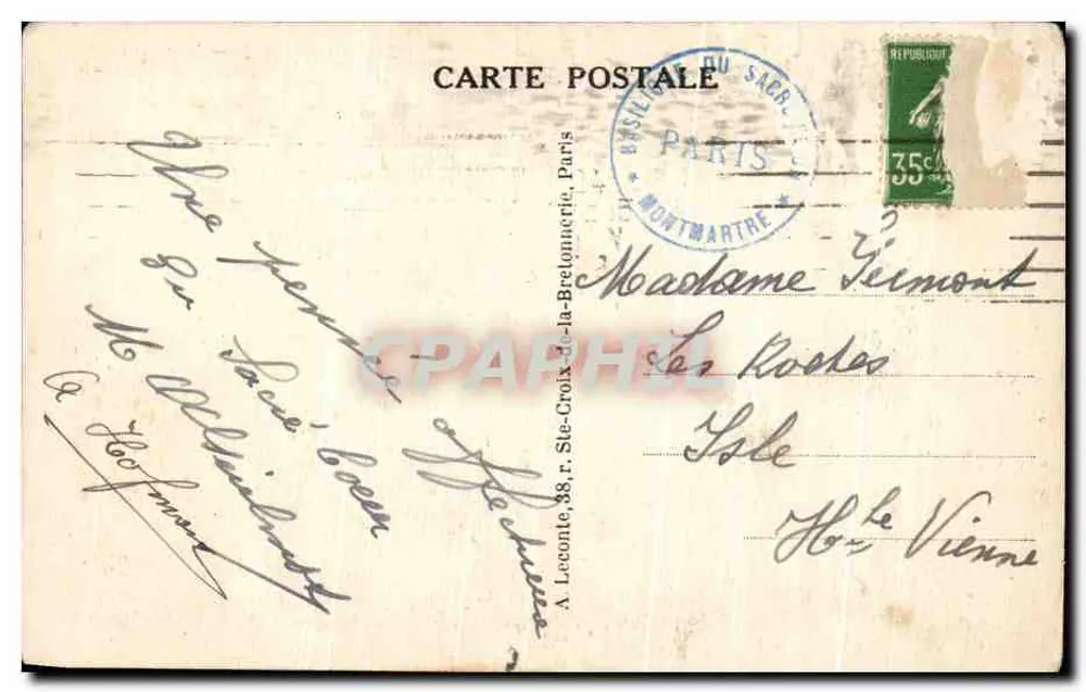 Paris - Das alte Montmartre — Basilique du Sacré-Cœur, Verlag T.77, Nr. 134 - Rückseite