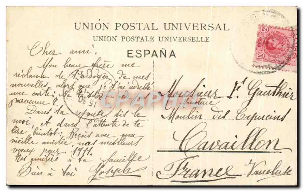 Barcelona - Paseo de Colón — monumento com estátua em coluna — editor P. Z. 16001 - Verso