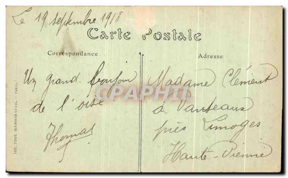 Pierrefonds — O Lago e o Castelo — R. Marotine, Imp. Librairie Papeterie - Verso