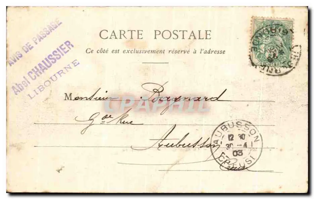 St-Émilion près Libourne — Un coin des grands Vignobles — Henri Guillier, 51, rue de la Fonte, Libourne (n°1412) - Rückseite