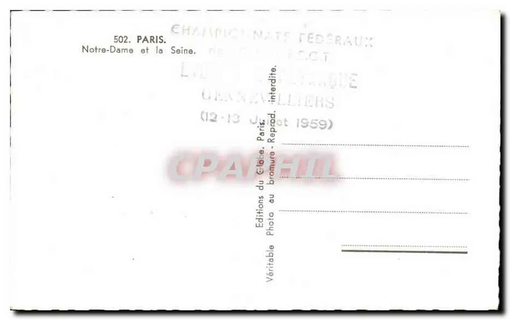 Notre-Dame de Paris — la Seine — Éditions du Globe, Paris, n°502 - Verso