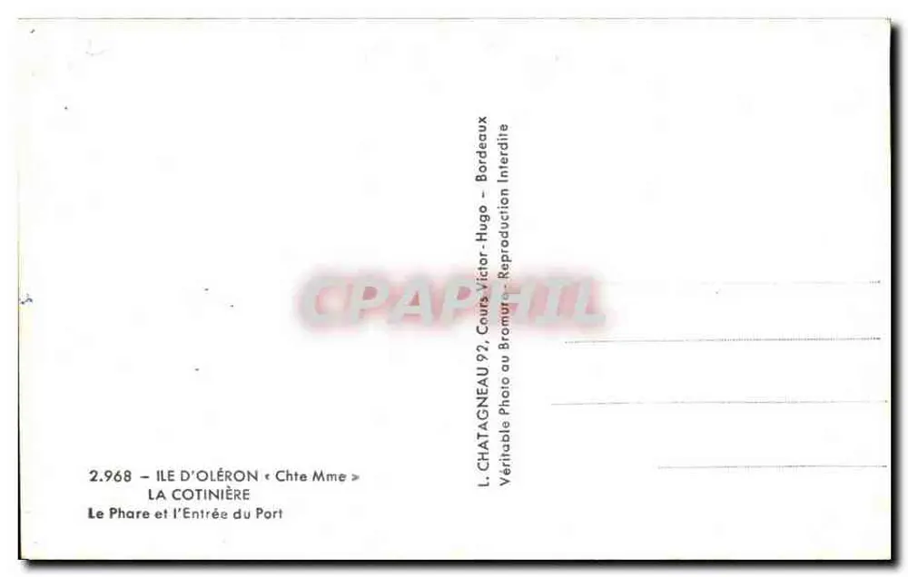 Ile d'Oléron — Der Leuchtturm und der Hafenmund — L. Chatagneau, Nr. 2.968 - Rückseite
