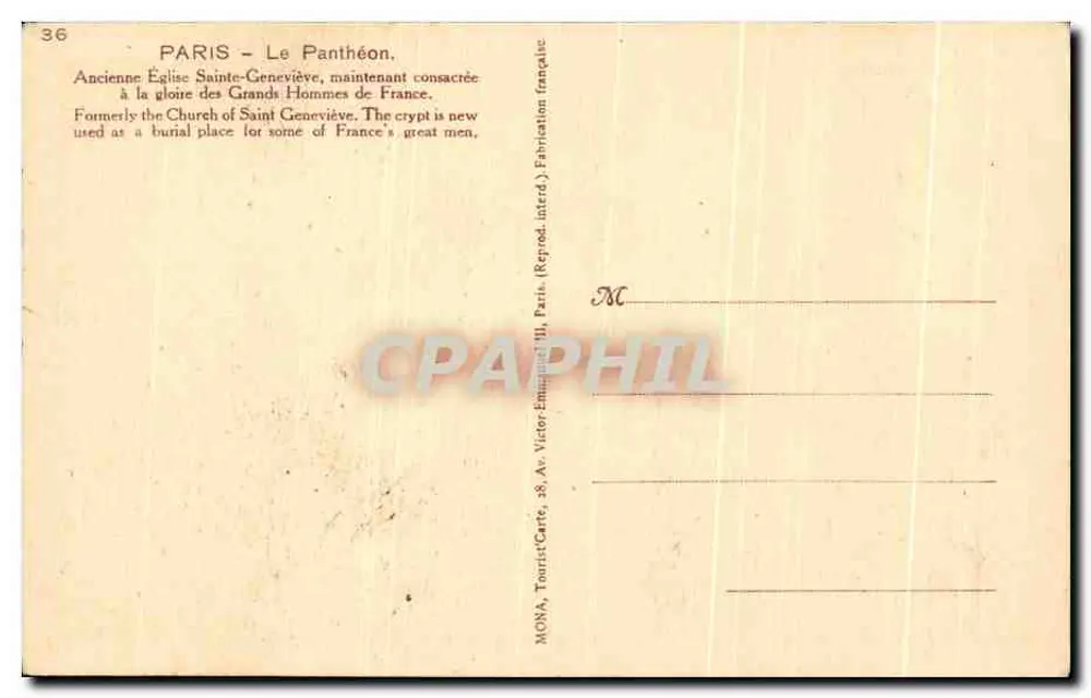 Paris - Der Panthéon — Ehemalige Kirche Sainte-Geneviève, Verlag MONA n°36 - Rückseite