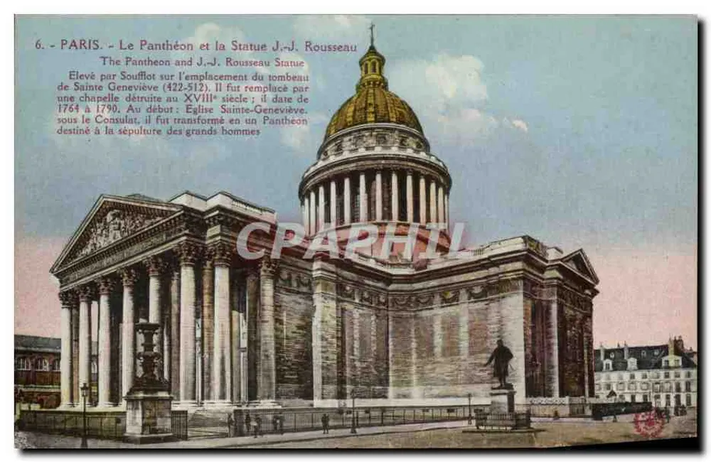 Parigi - Il Pantheon e la Statua di J.-J. Rousseau — Imp. L'Artiste, Parigi - Recto