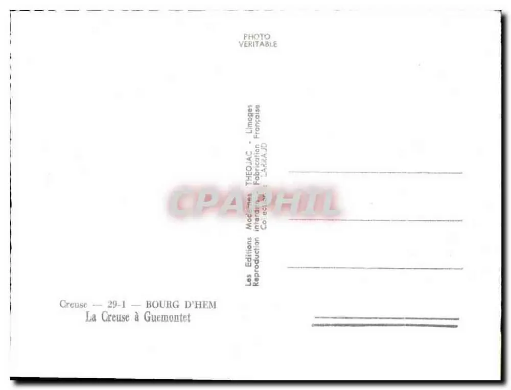 La Creuse em Guemontet — Bourg d'Hem — Edições Théojat - Verso