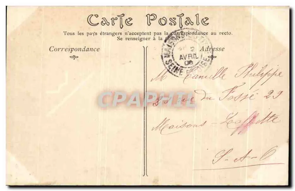 Pontoise — A Rue des Vignons — editor não identificado, n° de série 194 - Verso