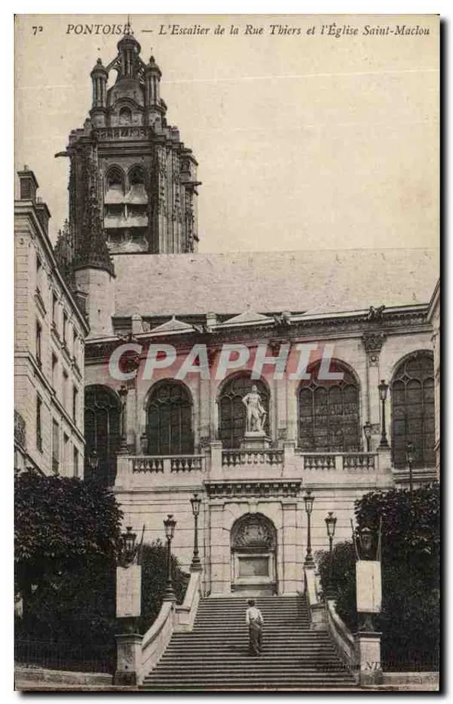 Pontoise — Die Treppe der Rue Tbiers und die Kirche Saint-Maclou - Vorderseite